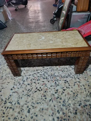 Mesa de centro mármol y madera