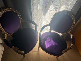 Sillón Luis XVI dorado y morado