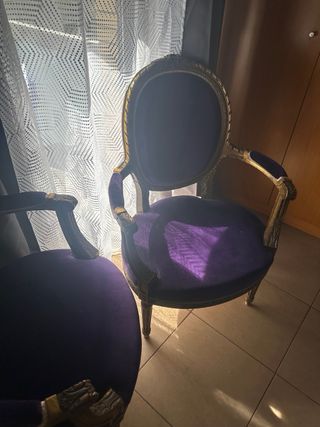 Sillón Luis XVI dorado y morado