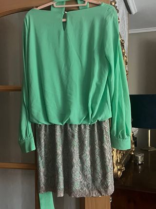 Vestido fiesta verde talla única