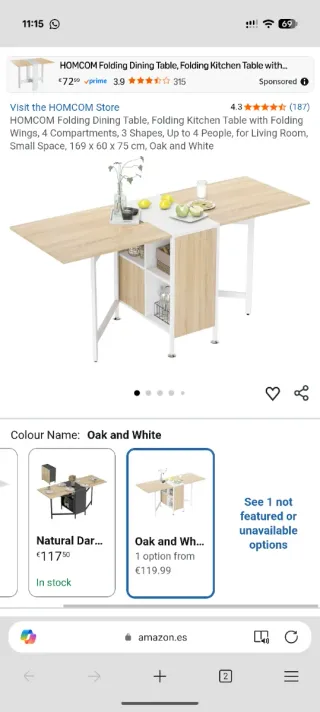 Mesa comedor plegable HOMCOM