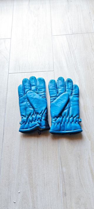 Guanti Inverno Pelle Vera Blu Bianco