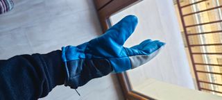 Guanti Inverno Pelle Vera Blu Bianco