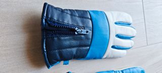 Guanti Inverno Pelle Vera Blu Bianco