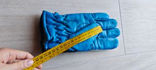 Guanti Inverno Pelle Vera Blu Bianco