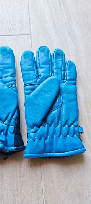 Guanti Inverno Pelle Vera Blu Bianco
