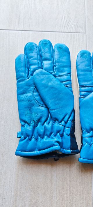 Guanti Inverno Pelle Vera Blu Bianco