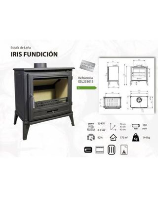 Estufa de Leña Iris 8kW Nueva CAST1010