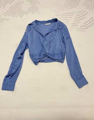 Camisa azul abotonada talla XS nueva de manga