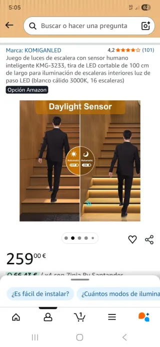 Luces LED para escaleras con sensor