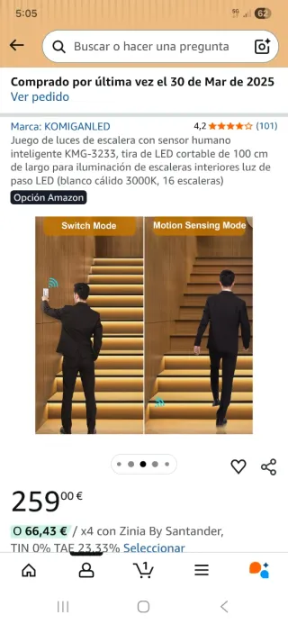 Luces LED para escaleras con sensor