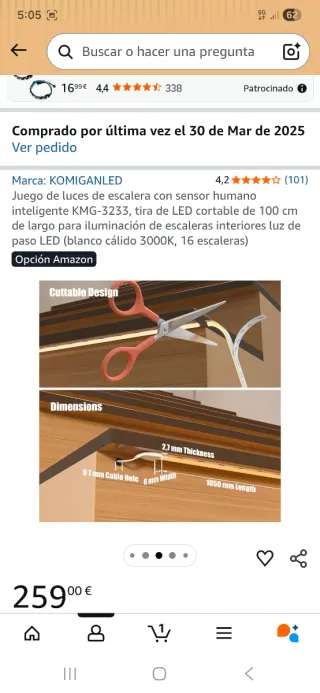 Luces LED para escaleras con sensor