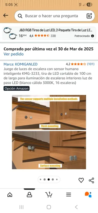 Luces LED para escaleras con sensor