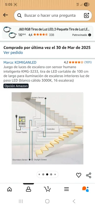 Luces LED para escaleras con sensor