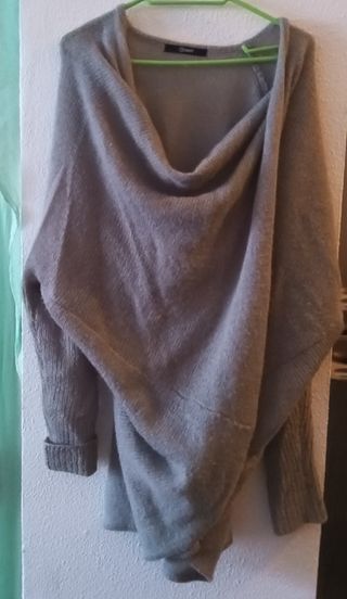 Jersey gris cruzado amplio talla única