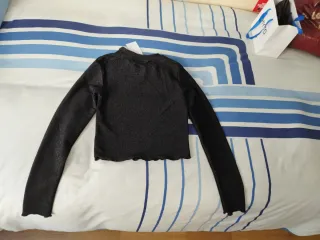 Top manga larga negro brillante, talla 16/18 US,