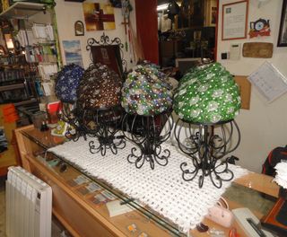 Lámpara sobremesa perlas cristal