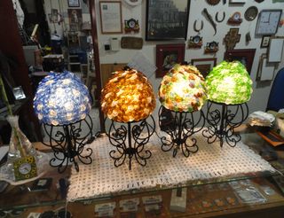 Lámpara sobremesa perlas cristal