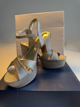 Sandalias Plataforma Glitter Doradas Talla 38