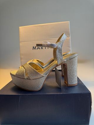 Sandalias Plataforma Glitter Doradas Talla 38