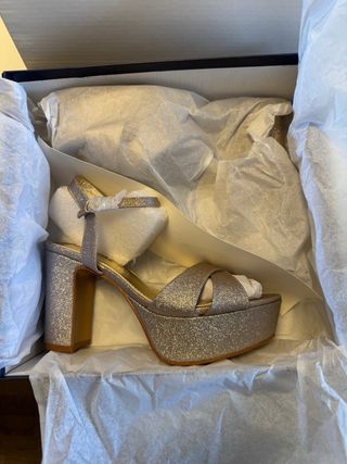 Sandalias Plataforma Glitter Doradas Talla 38