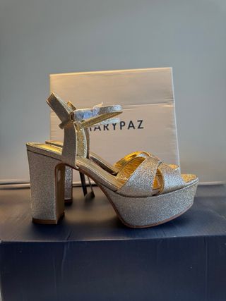 Sandalias Plataforma Glitter Doradas Talla 38