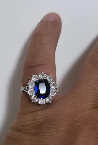 Anillo - Plata 925 en Talla 8/9 - Azul Brillante
