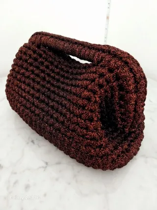 Pochette borsa marrone lurex bronzo