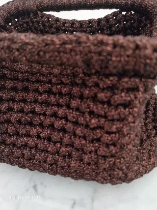 Pochette borsa marrone lurex bronzo