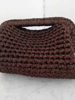 Pochette borsa marrone lurex bronzo