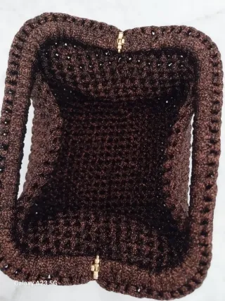 Pochette borsa marrone lurex bronzo