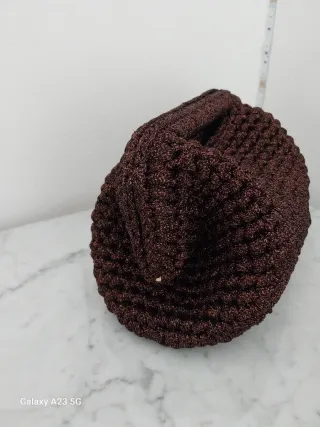 Pochette borsa marrone lurex bronzo