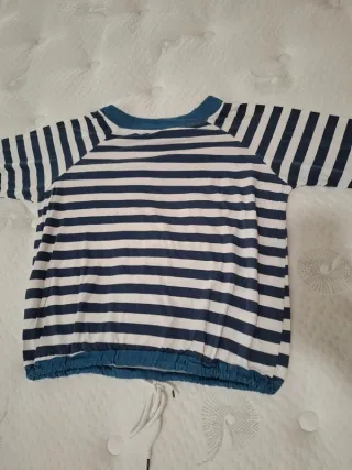 Camiseta Rayas Mujer Azul y Blanco