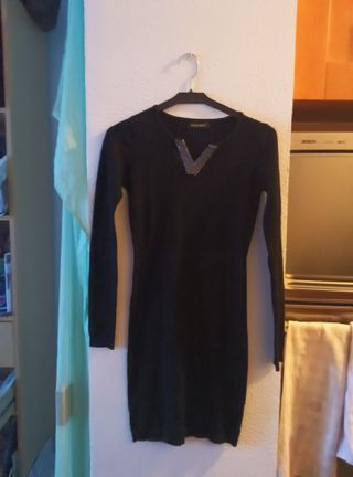 Vestido negro jersey Enzoria talla S
