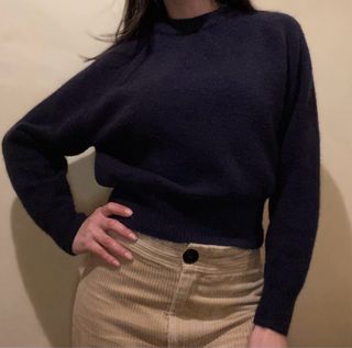 Jersey Zara azul marino tejido suave