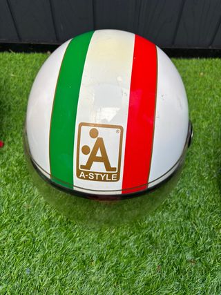 Casco Moto A-Style Blanco Tricolor