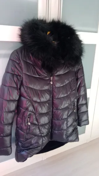 Abrigo reversible pelo y anorak negro