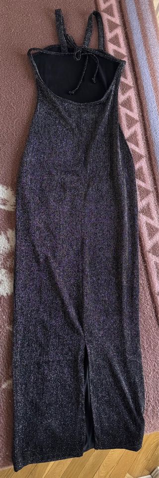 Vestido fiesta negro brillante tirantes