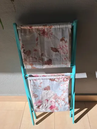 Cesta doble plegable tela y madera