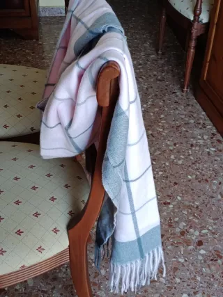 Maxi bufanda/chal rosa y gris