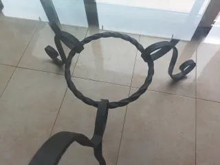 Mesa redonda forja y cristal