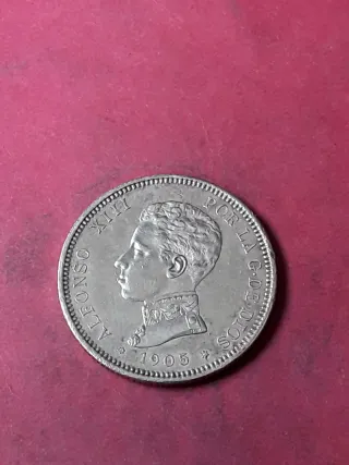 2 PESETAS PLATA 1905 ALAFONSO XIII. MUY BONITA. SC