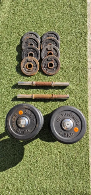 Kit Pesas Y Mancuernas De Hierro (total 28 Kg)