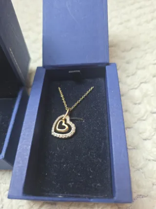 Juego Swarovski Corazón Dorado y Plateado