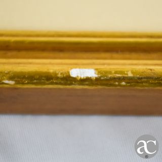 Litografia heráldica emoldurada em madeira dourada