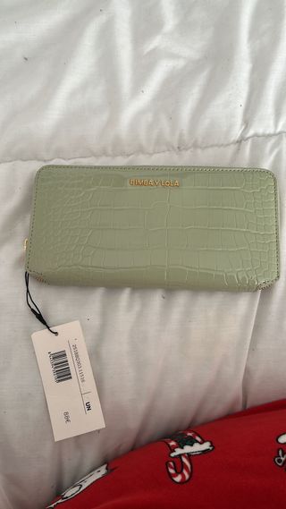 Billetera Bimba y Lola verde cocodrilo