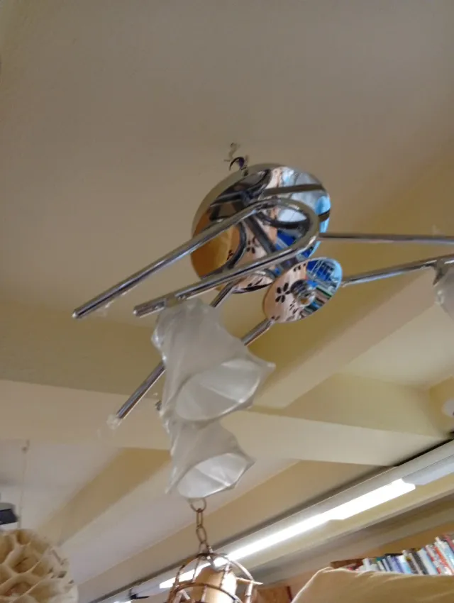 Lámpara de techo moderna plata y madera