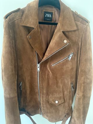 Cazadora Biker Zara Marrón Suede