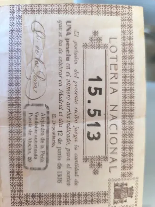 Décimo Lotería Nacional 1936