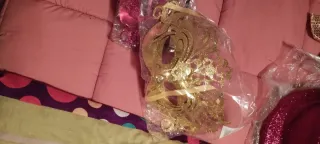 Corbata dorada lentejuelas fiesta/carnaval bombín